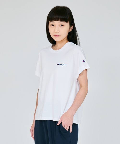 Champion(チャンピオン)の「【Champion/チャンピオン】レディース フレンチスリーブシャツ(Tシャツ/カットソー・レディース・セージグリーン/ブラウン系/スカイブルー/ブラック/ホワイト/オートミール・LARGE/MEDIUM)」の1枚目の写真