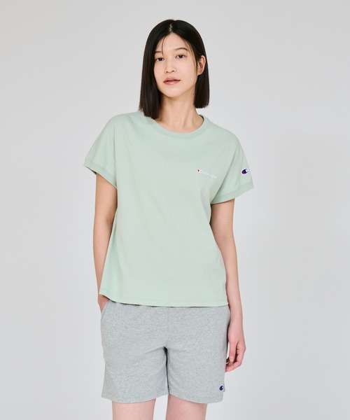 Champion(チャンピオン)の「【Champion/チャンピオン】レディース フレンチスリーブシャツ(Tシャツ/カットソー・レディース・セージグリーン/ブラウン系/スカイブルー/ブラック/ホワイト/オートミール・LARGE/MEDIUM)」の5枚目の写真