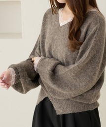 【apres jour clair】【前後2WAY】レースドッキングニット