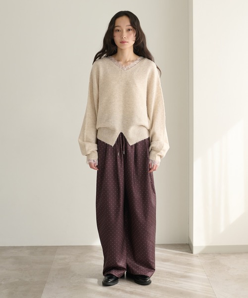 apres jour clair(アプレジュールクレア)の「【apres jour clair】【前後2WAY】レースドッキングニット(ニット/セーター・レディース・チャコールグレー/ブラウン系その他/アイボリー・フリー/X-LARGE)」の8枚目の写真
