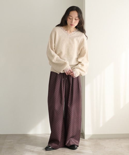 apres jour clair(アプレジュールクレア)の「【apres jour clair】【前後2WAY】レースドッキングニット(ニット/セーター・レディース・チャコールグレー/ブラウン系その他/アイボリー・フリー/X-LARGE)」の11枚目の写真