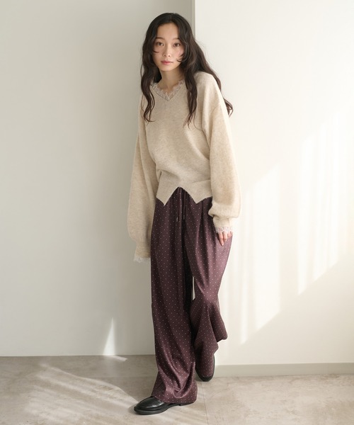 apres jour clair(アプレジュールクレア)の「【apres jour clair】【前後2WAY】レースドッキングニット(ニット/セーター・レディース・チャコールグレー/ブラウン系その他/アイボリー・フリー/X-LARGE)」の14枚目の写真