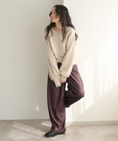 apres jour clair(アプレジュールクレア)の「【apres jour clair】【前後2WAY】レースドッキングニット(ニット/セーター・レディース・チャコールグレー/ブラウン系その他/アイボリー・フリー/X-LARGE)」の15枚目の写真