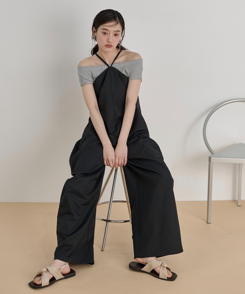 LOSCa(ロスカ)の「コクーンキャミオールインワン(サロペット/オーバーオール・レディース・ブラウン/ナチュラル/ブラック・S/M)」の1枚目の写真
