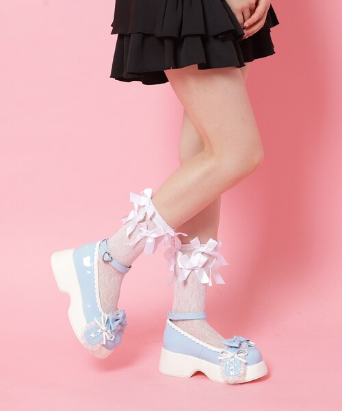 cs T&P(シーエスティーアンドピー)の「ロリータリボンパンプス(パンプス・レディース・ブルー系1/ブラック系1/ホワイト系2・LL/L/M/S)」の7枚目の写真