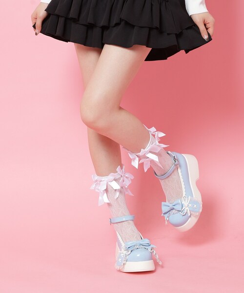 cs T&P(シーエスティーアンドピー)の「ロリータリボンパンプス(パンプス・レディース・ブルー系1/ブラック系1/ホワイト系2・LL/L/M/S)」の8枚目の写真
