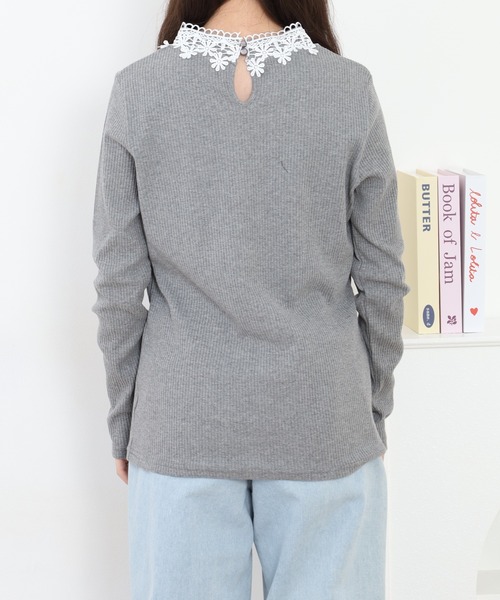 Quelle Chance(ケルシャンス)の「花レース付ハイネックプルオーバー 長袖(Tシャツ/カットソー・レディース・ネイビー/オフホワイト/杢グレー・M/L)」の20枚目の写真