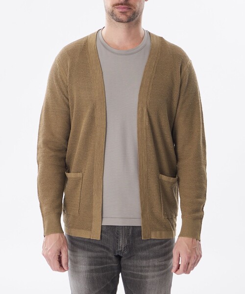 EPOCA UOMO（エポカウォモ）の「＊Safari5月号掲載＊着流しリネンカーディガン（カーディガン/ボレロ・メンズ・ベージュ系その他4/ネイビー・46/48）」の5枚目の写真