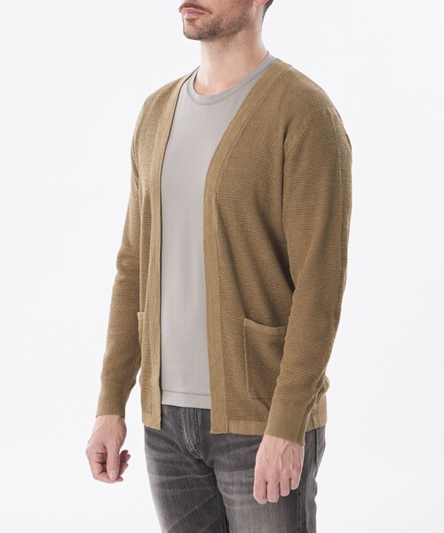 EPOCA UOMO（エポカウォモ）の「＊Safari5月号掲載＊着流しリネンカーディガン（カーディガン/ボレロ・メンズ・ベージュ系その他4/ネイビー・46/48）」の6枚目の写真