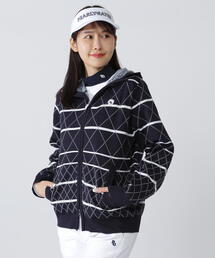 PEARLY GATES（パーリーゲイツ）の「【PEARLY GATES】キルト風　袋ＪＱニットパーカー（パーカー）」