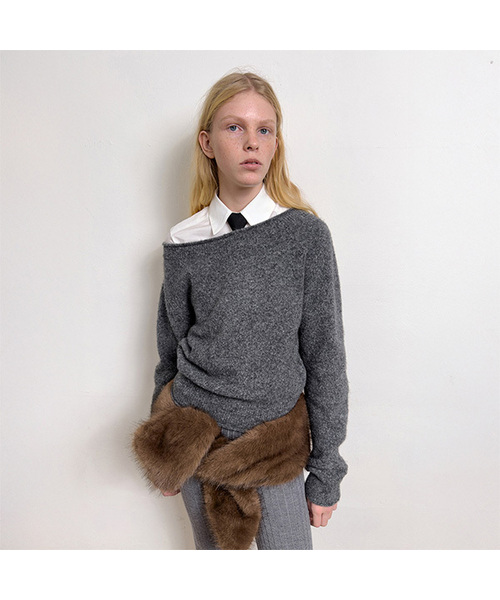 DIAGONAL(ダイアゴナル)の「TWO WAY OFF SHOULDER KNIT (charcoal)(ニット/セーター・レディース・その他・FREE)」の1枚目の写真