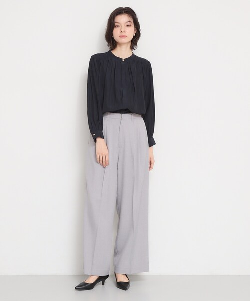 THE SHOP TK (ザ ショップ ティーケー )の「【通勤にもセレモニーにも】ヴィンテージサテンギャザーブラウス(シャツ/ブラウス・レディース・ベビーピンク/ネイビー/オフホワイト・12/13)」の6枚目の写真