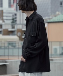 Del Mar sportswear/デルマースポーツウェア SNAP-UP GABARDINE SHIRT ワイドシルエット オープンカラーシャツ 秋 秋服 2026年秋冬