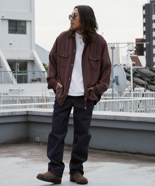 DEL MAR sportswear(デルマースポーツウェア)の「Del Mar sportswear/デルマースポーツウェア SNAP-UP GABARDINE SHIRT ワイドシルエット オープンカラーシャツ 秋 秋服 2026年秋冬(シャツ/ブラウス・メンズ・ブラック/ブラウン/スモークピンク・M/L)」の17枚目の写真