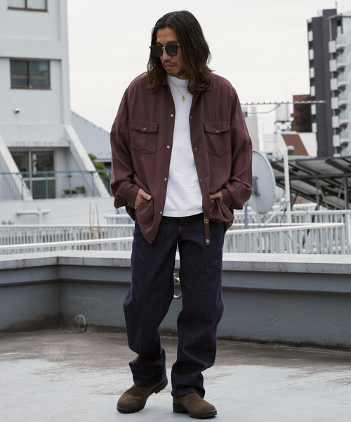 DEL MAR sportswear(デルマースポーツウェア)の「Del Mar sportswear/デルマースポーツウェア SNAP-UP GABARDINE SHIRT ワイドシルエット オープンカラーシャツ 秋 秋服 2026年秋冬(シャツ/ブラウス・メンズ・ブラック/ブラウン/スモークピンク・M/L)」の18枚目の写真