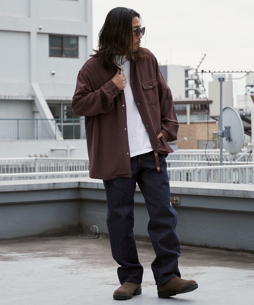 DEL MAR sportswear(デルマースポーツウェア)の「Del Mar sportswear/デルマースポーツウェア SNAP-UP GABARDINE SHIRT ワイドシルエット オープンカラーシャツ 秋 秋服 2026年秋冬(シャツ/ブラウス・メンズ・ブラック/ブラウン/スモークピンク・M/L)」の19枚目の写真