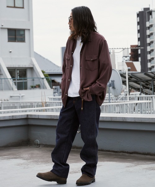 DEL MAR sportswear(デルマースポーツウェア)の「Del Mar sportswear/デルマースポーツウェア SNAP-UP GABARDINE SHIRT ワイドシルエット オープンカラーシャツ 秋 秋服 2026年秋冬(シャツ/ブラウス・メンズ・ブラック/ブラウン/スモークピンク・M/L)」の20枚目の写真