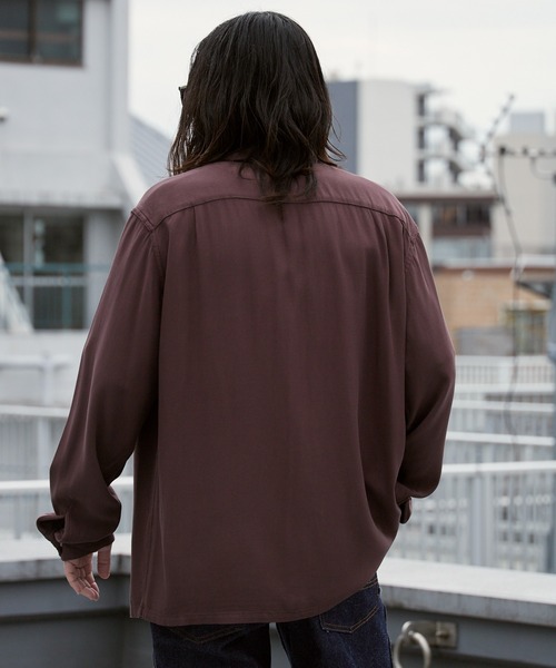 DEL MAR sportswear(デルマースポーツウェア)の「Del Mar sportswear/デルマースポーツウェア SNAP-UP GABARDINE SHIRT ワイドシルエット オープンカラーシャツ 秋 秋服 2026年秋冬(シャツ/ブラウス・メンズ・ブラック/ブラウン/スモークピンク・M/L)」の15枚目の写真
