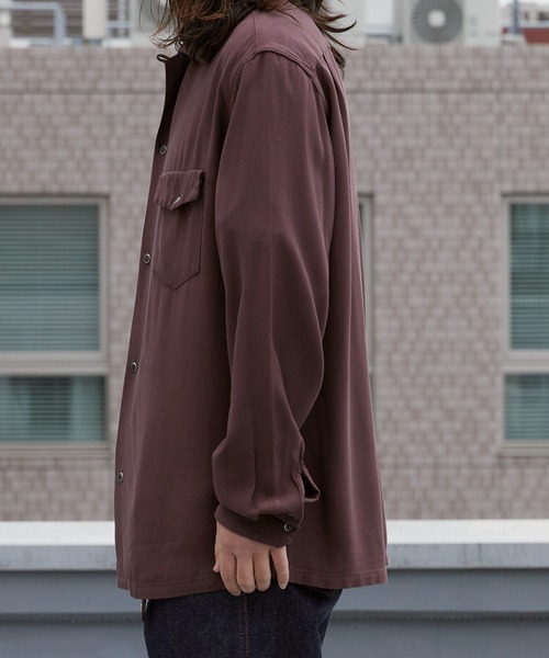 DEL MAR sportswear(デルマースポーツウェア)の「Del Mar sportswear/デルマースポーツウェア SNAP-UP GABARDINE SHIRT ワイドシルエット オープンカラーシャツ 秋 秋服 2026年秋冬(シャツ/ブラウス・メンズ・ブラック/ブラウン/スモークピンク・M/L)」の21枚目の写真