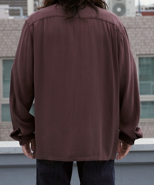 DEL MAR sportswear(デルマースポーツウェア)の「Del Mar sportswear/デルマースポーツウェア SNAP-UP GABARDINE SHIRT ワイドシルエット オープンカラーシャツ 秋 秋服 2026年秋冬(シャツ/ブラウス・メンズ・ブラック/ブラウン/スモークピンク・M/L)」の22枚目の写真