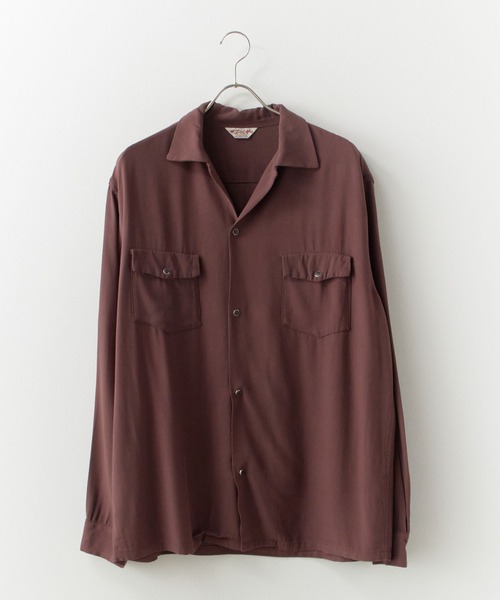 DEL MAR sportswear(デルマースポーツウェア)の「Del Mar sportswear/デルマースポーツウェア SNAP-UP GABARDINE SHIRT ワイドシルエット オープンカラーシャツ 秋 秋服 2026年秋冬(シャツ/ブラウス・メンズ・ブラック/ブラウン/スモークピンク・M/L)」の11枚目の写真