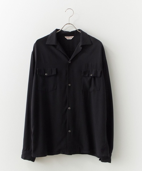 DEL MAR sportswear(デルマースポーツウェア)の「Del Mar sportswear/デルマースポーツウェア SNAP-UP GABARDINE SHIRT ワイドシルエット オープンカラーシャツ 秋 秋服 2026年秋冬(シャツ/ブラウス・メンズ・ブラック/ブラウン/スモークピンク・M/L)」の4枚目の写真