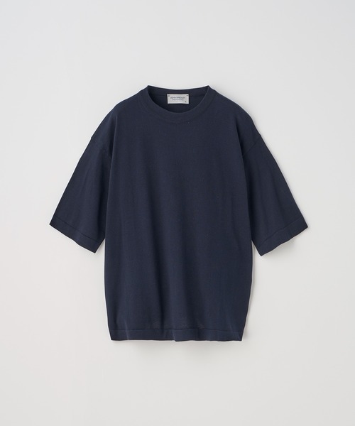 JOHN SMEDLEY(ジョンスメドレー)の「コットンニットTシャツ(ニット/セーター・レディース・ネイビー・M/S)」の1枚目の写真