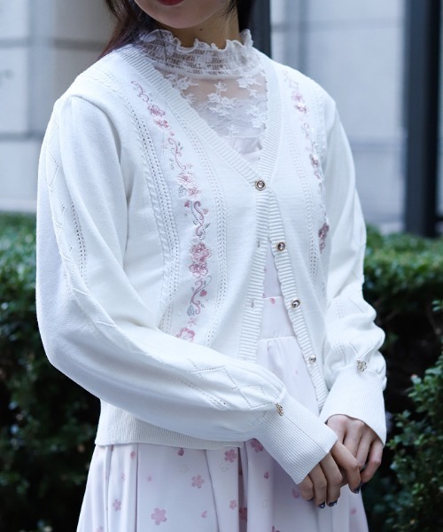 桜刺繍ニットカーディガン（カーディガン/ボレロ）｜axes femme