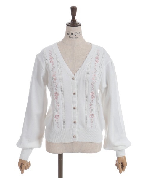 桜刺繍ニットカーディガン（カーディガン/ボレロ）｜axes femme