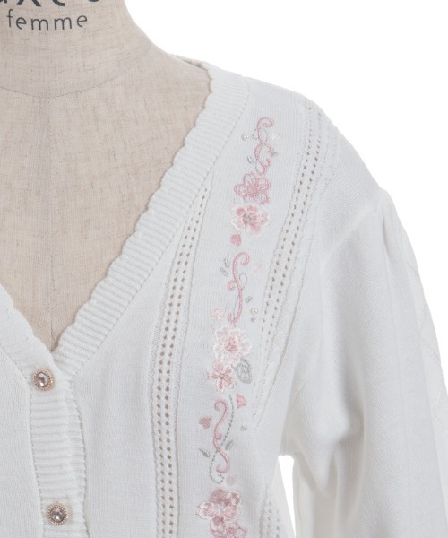 桜刺繍ニットカーディガン（カーディガン/ボレロ）｜axes femme