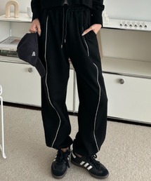 スウェットパンツ パイピング イージーパンツ ウエストゴム ルーズ リラックス スポーティー ボトムス カジュアル 夏