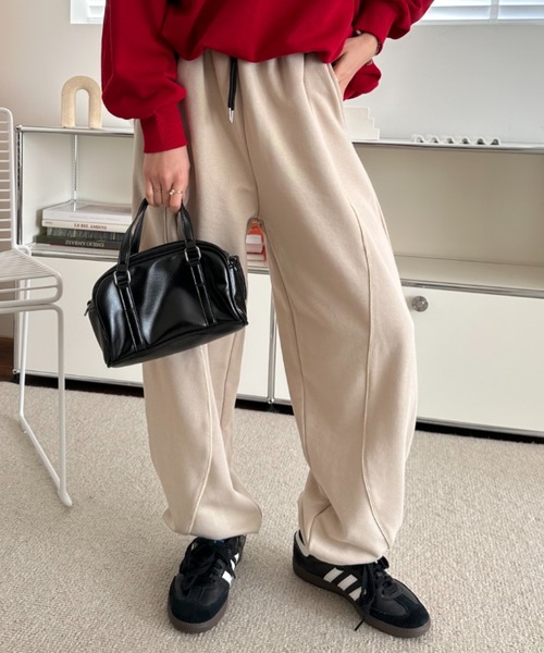 umune(ウムネ)の「スウェットパンツ パイピング イージーパンツ ウエストゴム ルーズ リラックス スポーティー ボトムス カジュアル 秋 冬(スウェットパンツ・レディース・チャコールグレー/グレイッシュベージュ/ブラック・S/M)」の8枚目の写真