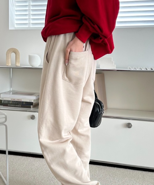 umune(ウムネ)の「スウェットパンツ パイピング イージーパンツ ウエストゴム ルーズ リラックス スポーティー ボトムス カジュアル 秋 冬(スウェットパンツ・レディース・チャコールグレー/グレイッシュベージュ/ブラック・S/M)」の15枚目の写真