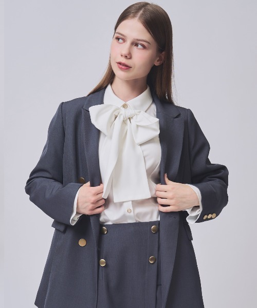 SWINGLE（スウィングル）の「ダブルテーラードジャケット（テーラードジャケット・レディース・ベージュ/ライトグレー/ダークブルー・MEDIUM/SMALL）」の3枚目の写真