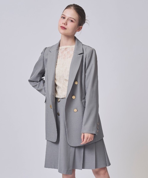 SWINGLE（スウィングル）の「ダブルテーラードジャケット（テーラードジャケット・レディース・ベージュ/ライトグレー/ダークブルー・MEDIUM/SMALL）」の2枚目の写真