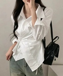 Miniministore（ミニミニストア）の「長袖ラップブラウス カシュクール春服秋服（シャツ/ブラウス）」