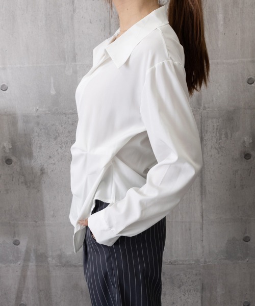 Miniministore(ミニミニストア)の「長袖ラップブラウス カシュクール春服秋服(シャツ/ブラウス・レディース・ホワイト/ブルー・M/L)」の22枚目の写真