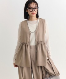 Right-on | 【HONEYSUCKLE ROSE】ペプラムジップジレ (ウエストマーク / ノースリーブ / オフィスカジュアル)(シャツ/ブラウス)