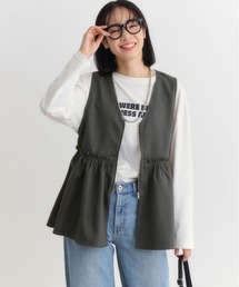 Right-on | 【HONEYSUCKLE ROSE】ペプラムジップジレ (ウエストマーク / ノースリーブ / オフィスカジュアル)(シャツ/ブラウス)