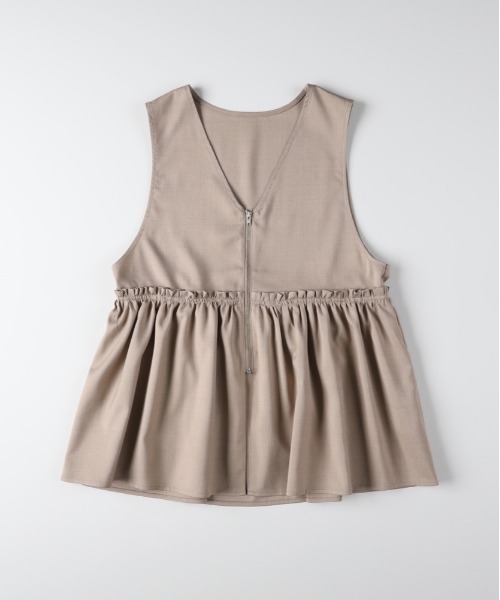 Right-on(ライトオン)の「【HONEYSUCKLE ROSE】ペプラムジップジレ (ウエストマーク / ノースリーブ / オフィスカジュアル)(シャツ/ブラウス・レディース・ライトベージュ/ダークグレー/キャメル・S/M/L)」の16枚目の写真