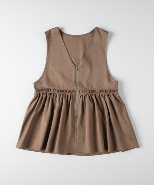 Right-on(ライトオン)の「【HONEYSUCKLE ROSE】ペプラムジップジレ (ウエストマーク / ノースリーブ / オフィスカジュアル)(シャツ/ブラウス・レディース・ライトベージュ/ダークグレー/キャメル・S/M/L)」の22枚目の写真