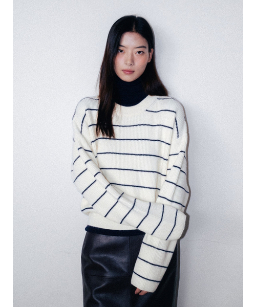 ANNEHEARTS（アンハーツ）の「Stripe Round Knit Ivory（ニット/セーター・レディース・その他・FREE）」の7枚目の写真