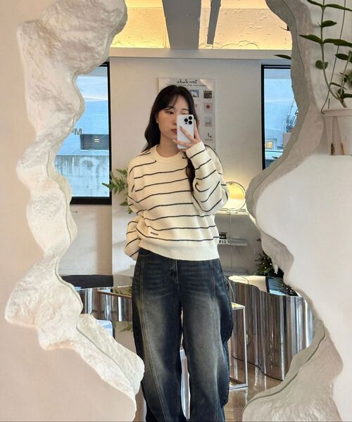 ANNEHEARTS（アンハーツ）の「Stripe Round Knit Ivory（ニット/セーター・レディース・その他・FREE）」の9枚目の写真