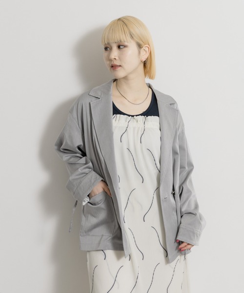 THE GOODLAND MARKET（ザグッドランドマーケット）の「cwtch　DRAWSTRING  LIGHT JACKET（その他アウター・レディース・ブルー/ライトグレー・FREE）」の2枚目の写真