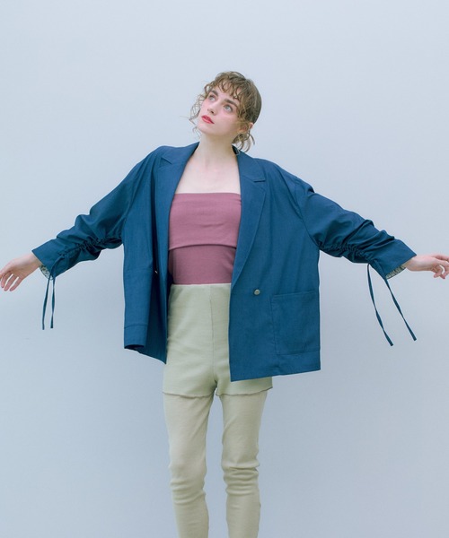 THE GOODLAND MARKET（ザグッドランドマーケット）の「cwtch　DRAWSTRING  LIGHT JACKET（その他アウター・レディース・ブルー/ライトグレー・FREE）」の3枚目の写真