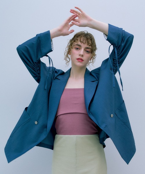 THE GOODLAND MARKET（ザグッドランドマーケット）の「cwtch　DRAWSTRING  LIGHT JACKET（その他アウター・レディース・ブルー/ライトグレー・FREE）」の4枚目の写真