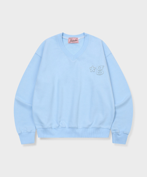 GRUNDEN(グルンデン)の「SIGNATURE LOGO V NECK SWEATSHIRT (BABY BLUE)(スウェット・レディース・その他・unisex M/unisex L)」の1枚目の写真