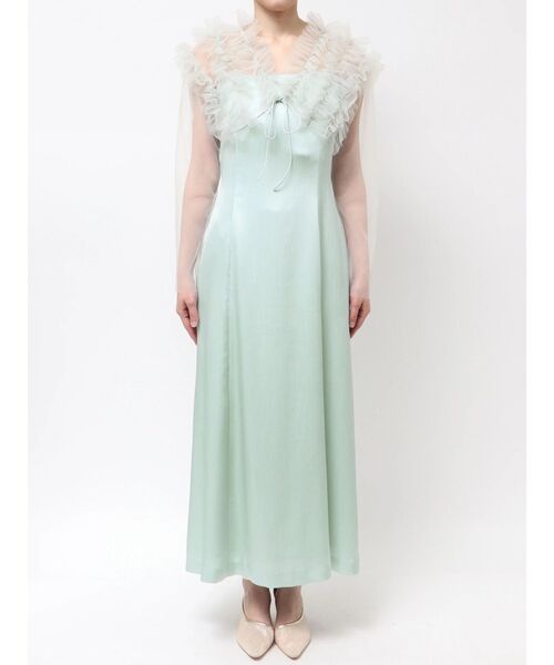 LAGUNAMOON（ラグナムーン）の「LADYチュールボレロキャミワンピース 【オケージョンドレス】（ドレス・レディース・チャコールグレー/ライトグリーン・MEDIUM/SMALL）」の4枚目の写真