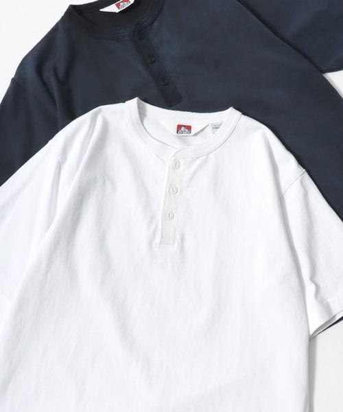 BEN DAVIS(ベンデイビス)の「BEN DAVIS/ベンデイビス CLASSIC SS HENLEY/ヴィンテージ加工 無地 ヘンリーネック 半袖Tシャツ/レディース メンズ(Tシャツ/カットソー・メンズ・ネイビー/ホワイト/ブラック・XL/L/M)」の1枚目の写真