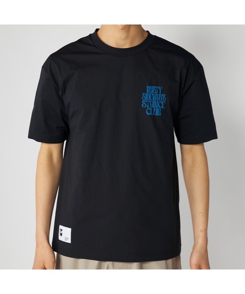 RUSTY(ラスティ)の「RUSTY ラスティ 吸汗速乾 ストレッチ 発泡プリント ロゴT 半袖 UVカット Tシャツ(Tシャツ/カットソー・メンズ・ホワイト/ベージュ/ブラック・LL/L/M)」の3枚目の写真